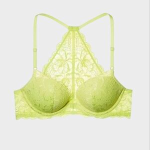 PINK by VICTORIA SECRET - "The Date" Lime Green Yellow Lace Bra 32B